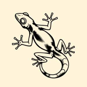 Black Ink Gecko Tattoo