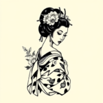 Black Ink Geisha Tattoo