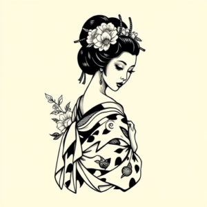 Black Ink Geisha Tattoo