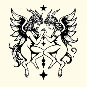 Black Ink Gemini Tattoo