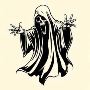 Black Ink Ghost Tattoo