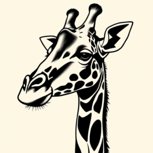 Black Ink Giraffe Tattoo