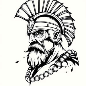 Black Ink Gladiator Tattoo