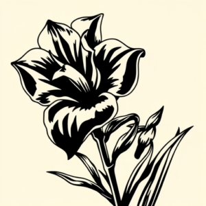 Black Ink Gladiolus Tattoo