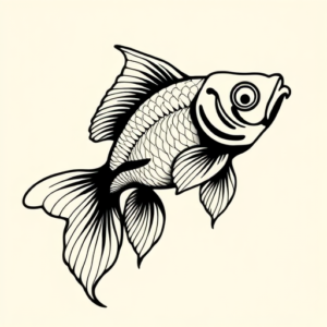 Black Ink Goldfish Tattoo
