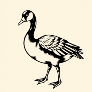 Black Ink Goose Tattoo