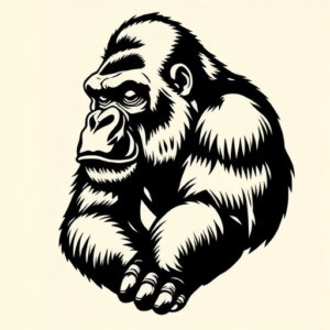 Black Ink Gorilla Tattoo