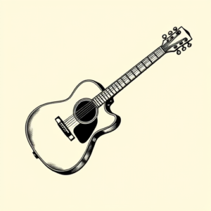 Black Ink Guitar Tattoo