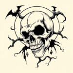 Black Ink Halloween Tattoo