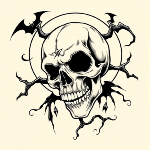 Black Ink Halloween Tattoo