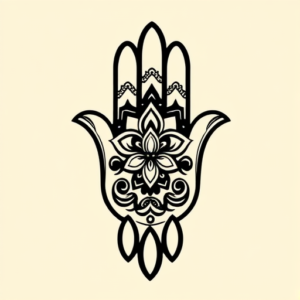 Black Ink Hamsa Tattoo