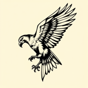 Black Ink Hawk Tattoo