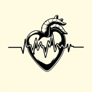 Black Ink Heartbeat Tattoo
