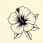 Black Ink Hibiscus Tattoo