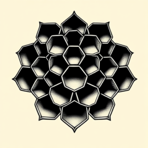 Black Ink Honeycomb Tattoo