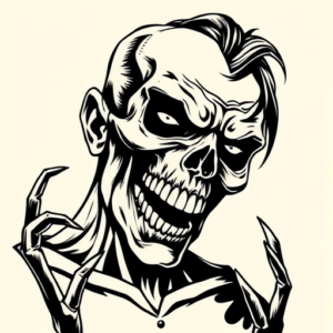 Black Ink Horror Tattoo