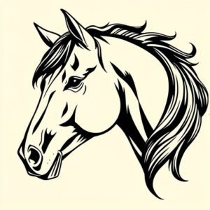 Black Ink Horse Tattoo