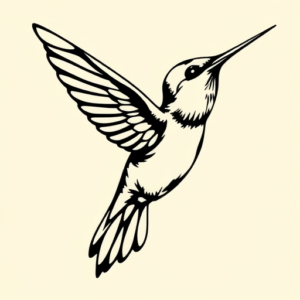 Black Ink Hummingbird Tattoo