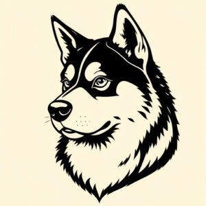 Black Ink Husky Tattoo