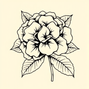 Black Ink Hydrangea Tattoo