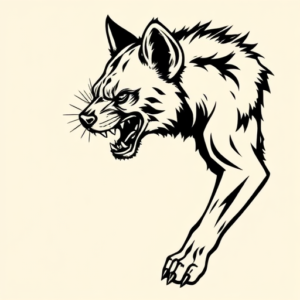 Black Ink Hyena Tattoo