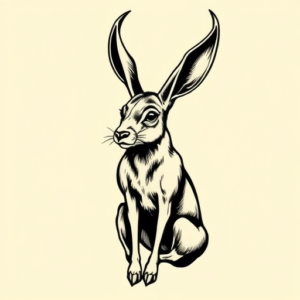 Black Ink Jackalope Tattoo