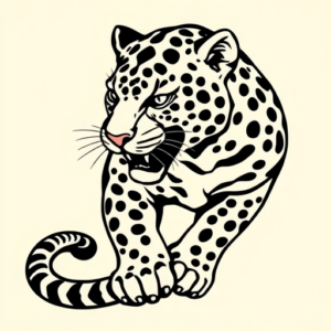 Black Ink Jaguar Tattoo