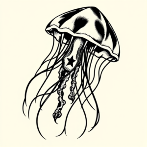 Black Ink Jellyfish Tattoo