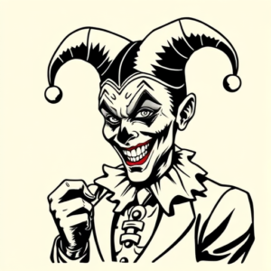 Black Ink Jester Tattoo