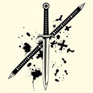 Black Ink Katana Tattoo