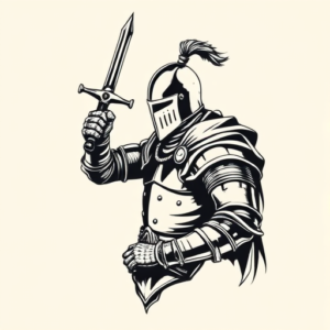 Black Ink Knight Tattoo