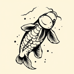 Black Ink Koi Tattoo