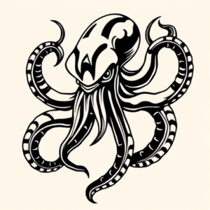 Black Ink Kraken Tattoo