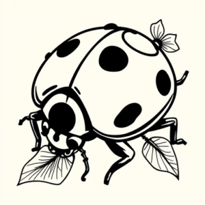 Black Ink Ladybug Tattoo