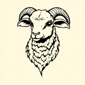 Black Ink Lamb Tattoo