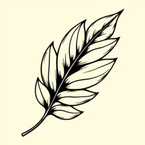 Black Ink Leaf Tattoo
