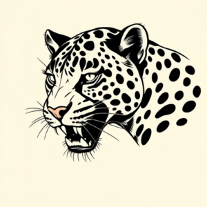 Black Ink Leopard Tattoo