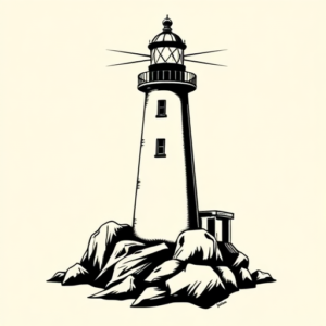 Black Ink Lighthouse Tattoo