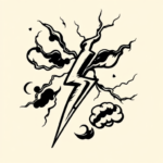 Black Ink Lightning Tattoo