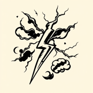 Black Ink Lightning Tattoo