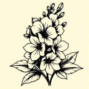 Black Ink Lilac Tattoo