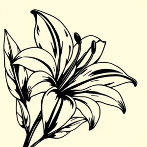 Black Ink Lily Tattoo