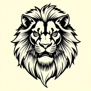 Black Ink Lion Tattoo