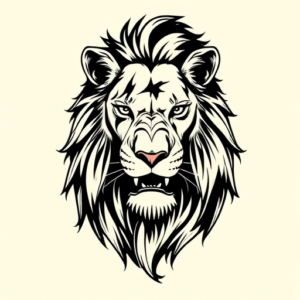 Black Ink Lioness Tattoo