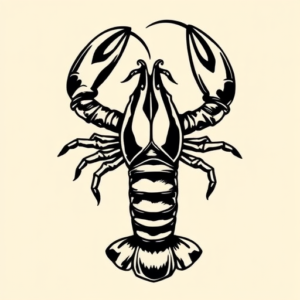 Black Ink Lobster Tattoo