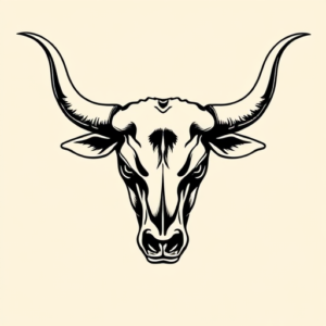 Black Ink Longhorn Tattoo