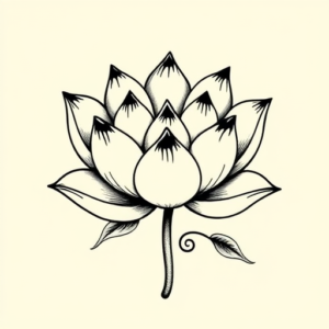 Black Ink Lotus Tattoo