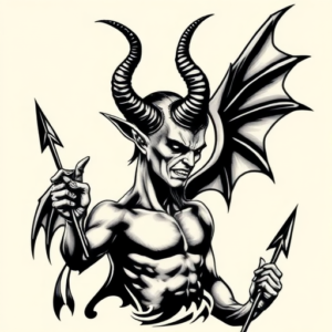 Black Ink Lucifer Tattoo