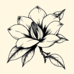 Black Ink Magnolia Tattoo