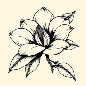 Black Ink Magnolia Tattoo